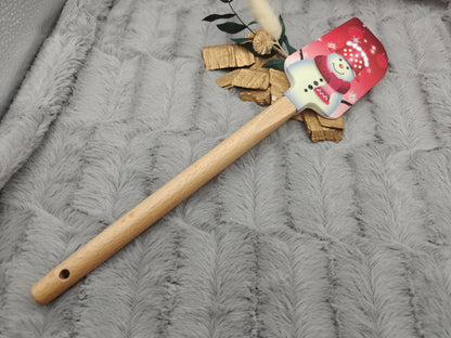 Silikonspatel XXXL personalisiert Schneemann rot Weihnachten Teigschaber backen kochen ca. 32 cm lang mit Wunschgravur Geschenk Küchenhelfer
