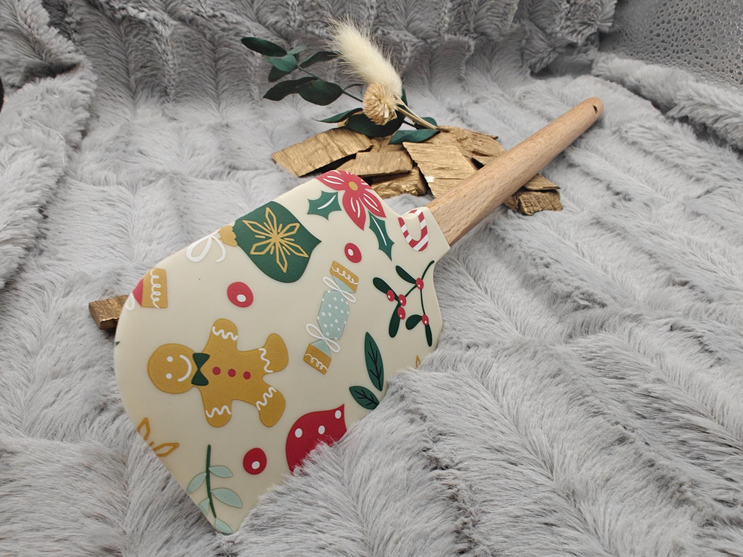 Silikonspatel XXXL personalisiert Weihnachten Bonbon Keks Teigschaber backen kochen ca. 32 cm lang mit Wunschgravur Geschenk Küchenhelfer