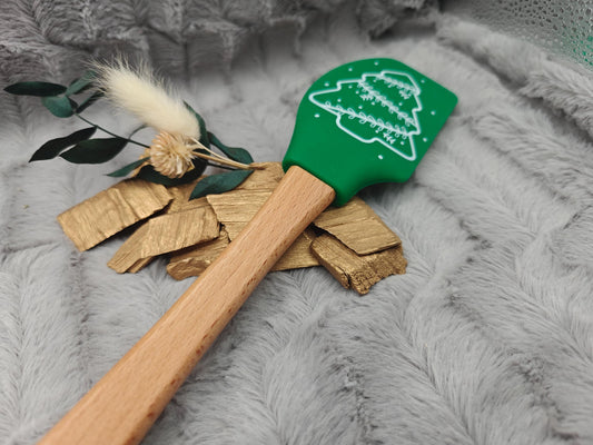 Silikonspatel XXXL personalisiert Christbaum Weihnachten grün Teigschaber backen kochen ca. 32 cm lang mit Wunschgravur Küchenhelfer