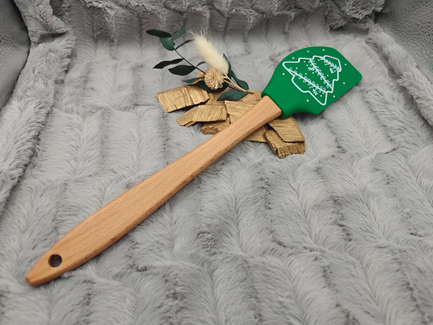 Silikonspatel XXXL personalisiert Christbaum Weihnachten grün Teigschaber backen kochen ca. 32 cm lang mit Wunschgravur Küchenhelfer