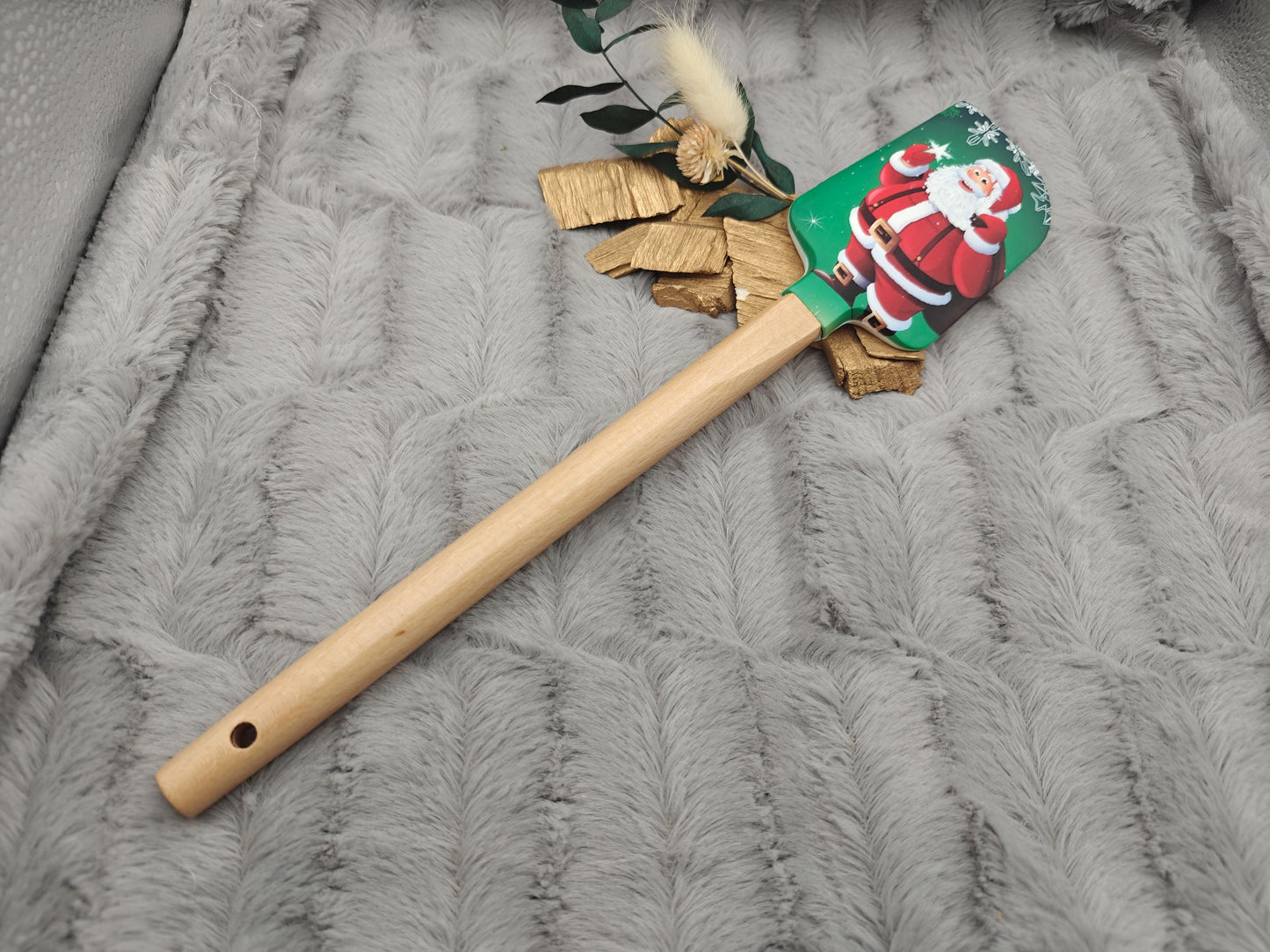 Silikonspatel XXXL personalisiert Weihnachtsmann Teigschaber backen kochen ca. 32 cm lang mit Wunschgravur Geschenk Küchenhelfer