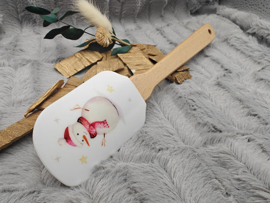 Silikonspatel personalisiert Weihnachten Schneemann Teigschaber backen, kochen ca. 26 cm lang mit Wunschgravur personalisiert Geschenk