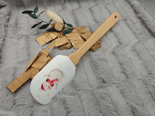 Silikonspatel personalisiert Weihnachten Schneemann Teigschaber backen, kochen ca. 26 cm lang mit Wunschgravur personalisiert Geschenk