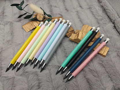 Ewiger Bleistift personalisiert mit Gravur Stift Gastgeschenk inkl. 2 Ersatzminen 12 Farben