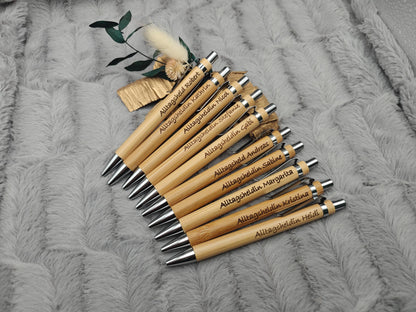 Kugelschreiber personalisiert aus Bambus mit Gravur schwarz Kuli Stift Holz Gastgeschenk Geschenk Gift