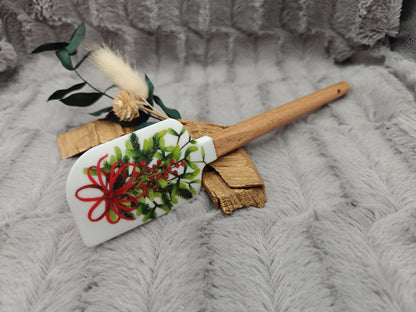 Silikonspatel Weihnachten Mistelzweig Teigschaber backen, kochen ca. 23 cm lang mit Wunschgravur personalisiert Geschenk