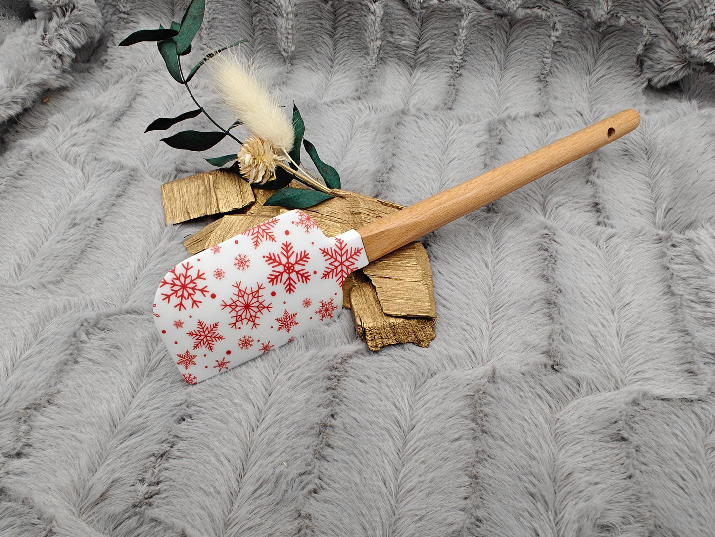 Silikonspatel Weihnachten Schneeflocke Teigschaber backen, kochen ca. 23 cm lang mit Wunschgravur personalisiert Geschenk