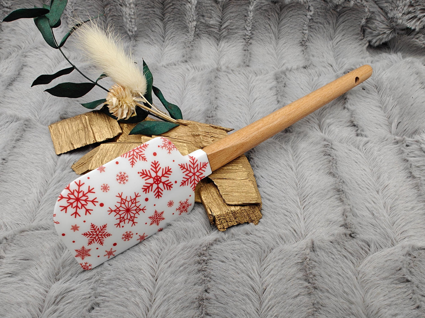 Silikonspatel Weihnachten Schneeflocke Teigschaber backen, kochen ca. 23 cm lang mit Wunschgravur personalisiert Geschenk