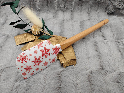 Silikonspatel Weihnachten Schneeflocke Teigschaber backen, kochen ca. 23 cm lang mit Wunschgravur personalisiert Geschenk