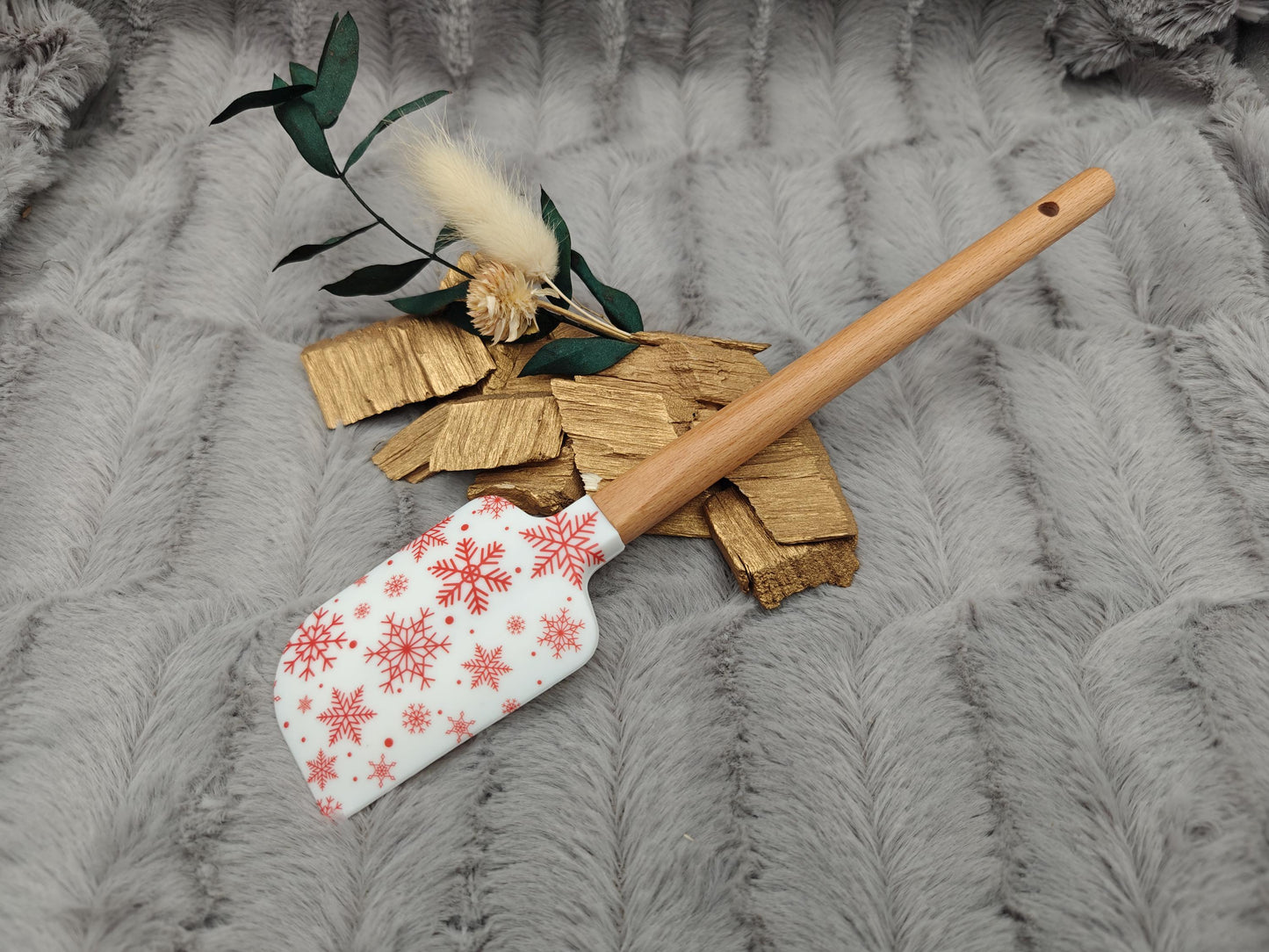 Silikonspatel Weihnachten Schneeflocke Teigschaber backen, kochen ca. 23 cm lang mit Wunschgravur personalisiert Geschenk