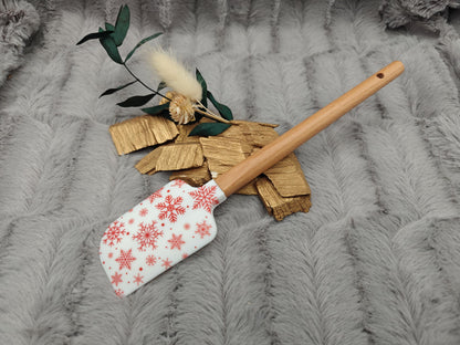 Silikonspatel Weihnachten Schneeflocke Teigschaber backen, kochen ca. 23 cm lang mit Wunschgravur personalisiert Geschenk
