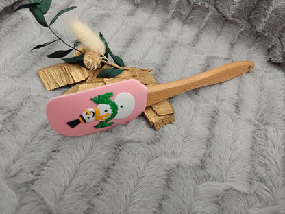 Silikonspatel personalisiert Weihnachten rosa Schnemann Teigschaber backen, kochen ca. 25 cm lang mit Wunschgravur personalisiert Geschenk