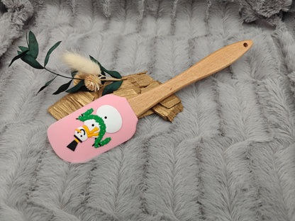 Silikonspatel personalisiert Weihnachten rosa Schnemann Teigschaber backen, kochen ca. 25 cm lang mit Wunschgravur personalisiert Geschenk