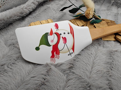Silikonspatel XXXL personalisiert Schnemann Ski Weihnachten grün Teigschaber backen kochen ca. 32 cm lang mit Wunschgravur Küchenhelfer