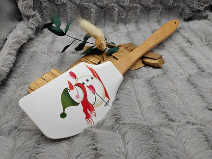 Silikonspatel XXXL personalisiert Schnemann Ski Weihnachten grün Teigschaber backen kochen ca. 32 cm lang mit Wunschgravur Küchenhelfer