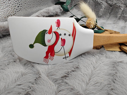 Silikonspatel XXXL personalisiert Schnemann Ski Weihnachten grün Teigschaber backen kochen ca. 32 cm lang mit Wunschgravur Küchenhelfer