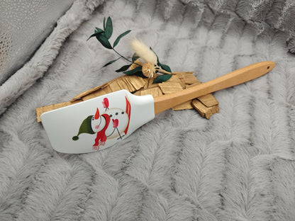 Silikonspatel XXXL personalisiert Schnemann Ski Weihnachten grün Teigschaber backen kochen ca. 32 cm lang mit Wunschgravur Küchenhelfer