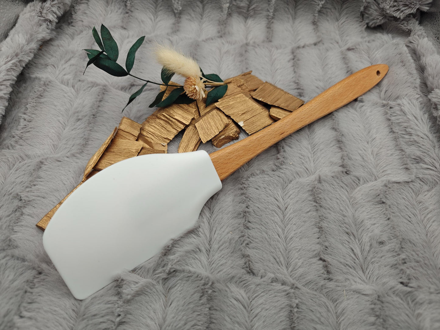 Silikonspatel XXXL personalisiert Schnemann Ski Weihnachten grün Teigschaber backen kochen ca. 32 cm lang mit Wunschgravur Küchenhelfer