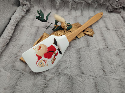 Silikonspatel XXXL personalisiert Weihnachtsmann Santa Claus Teigschaber backen kochen ca. 32 cm lang mit Wunschgravur Küchenhelfer