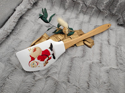 Silikonspatel XXXL personalisiert Weihnachtsmann Santa Claus Teigschaber backen kochen ca. 32 cm lang mit Wunschgravur Küchenhelfer