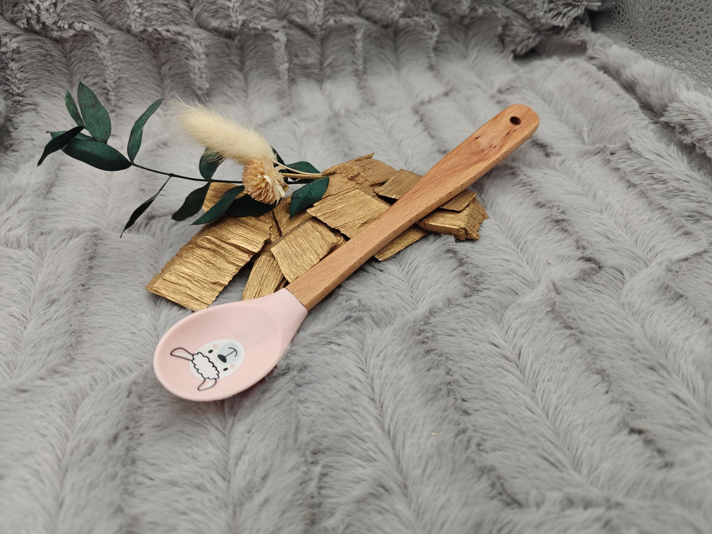 Teigschaber Silikonlöffel personalisiert rosa Schaf für Marmelade, backen, kochen, grillen uvm. ca. 21 cm Geschenk