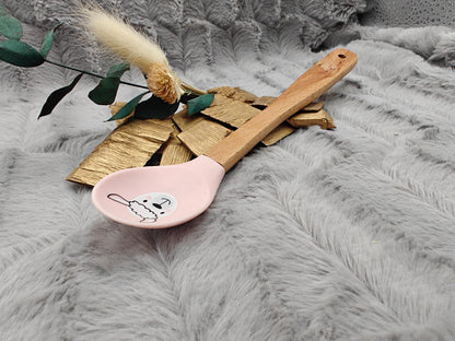 Teigschaber Silikonlöffel personalisiert rosa Schaf für Marmelade, backen, kochen, grillen uvm. ca. 21 cm Geschenk