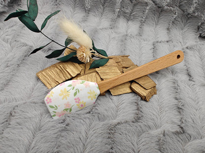 Teigschaber Silikonspatel personalisiert Blumenmuster floral  mit Motiv backen, kochen, grillen ca. 18 cm lang Geschenk
