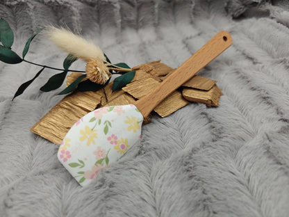 Teigschaber Silikonspatel personalisiert Blumenmuster floral  mit Motiv backen, kochen, grillen ca. 18 cm lang Geschenk