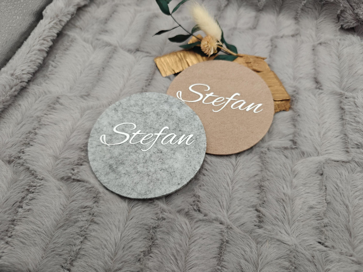 Untersetzer personalisiert Filz mit Wunschnamen 2 Farben zur Wahl Geschenkidee Glasuntersetzer Geschenk