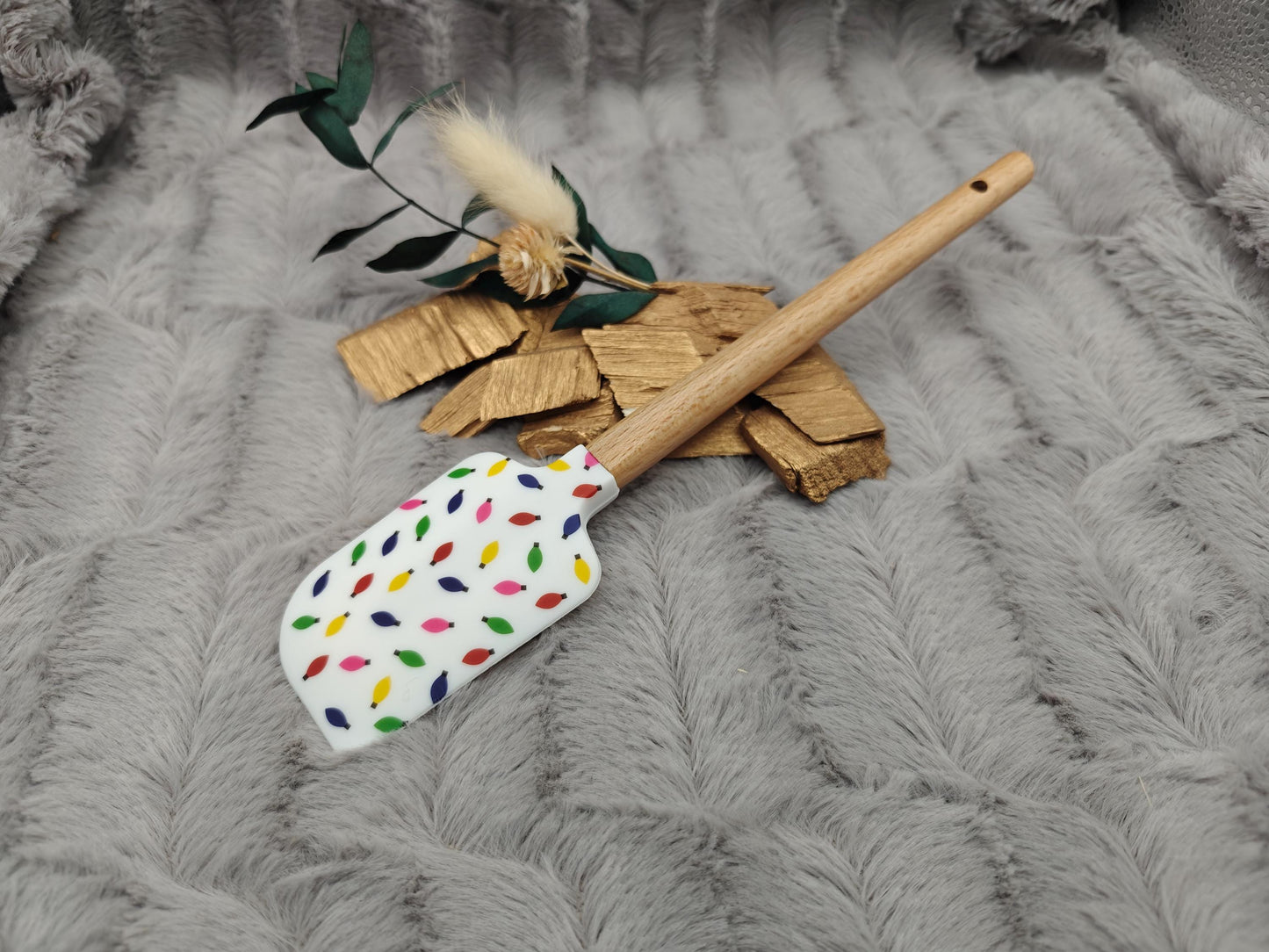 Silikonspatel Weihnachten Christbaumkugel Teigschaber backen, kochen ca. 23 cm lang mit Wunschgravur personalisiert Geschenk