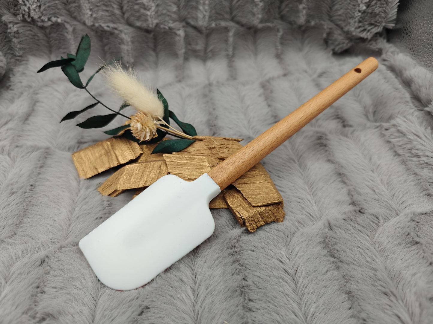 Silikonspatel Weihnachten Lebkuchenhaus Teigschaber backen, kochen ca. 23 cm lang mit Wunschgravur personalisiert Geschenk
