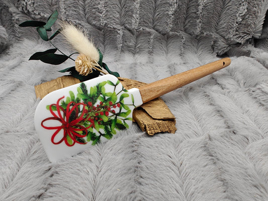 Silikonspatel Weihnachten Mistelzweig Teigschaber backen, kochen ca. 23 cm lang mit Wunschgravur personalisiert Geschenk