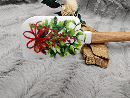 Silikonspatel Weihnachten Mistelzweig Teigschaber backen, kochen ca. 23 cm lang mit Wunschgravur personalisiert Geschenk