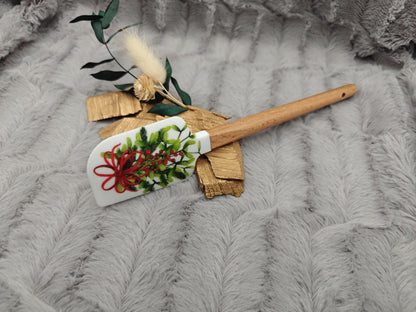 Silikonspatel Weihnachten Mistelzweig Teigschaber backen, kochen ca. 23 cm lang mit Wunschgravur personalisiert Geschenk