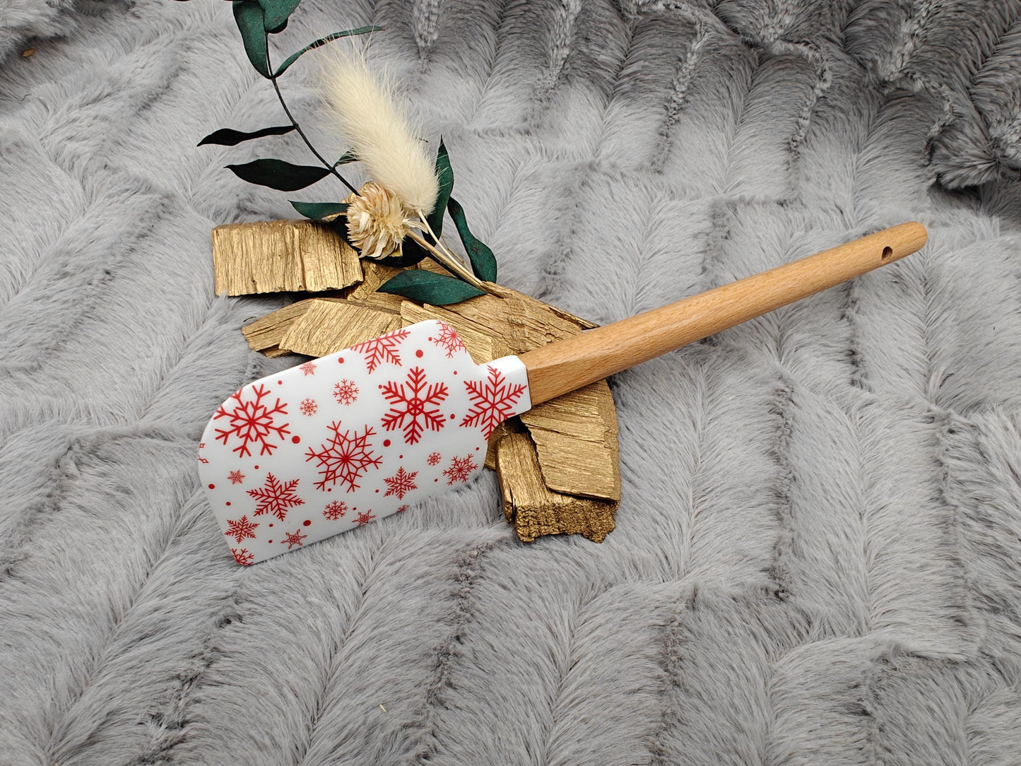 Silikonspatel Weihnachten Schneeflocke Teigschaber backen, kochen ca. 23 cm lang mit Wunschgravur personalisiert Geschenk