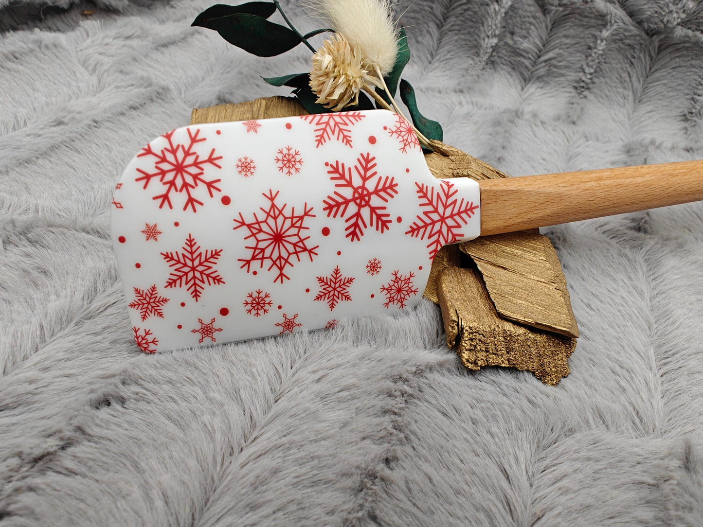 Silikonspatel Weihnachten Schneeflocke Teigschaber backen, kochen ca. 23 cm lang mit Wunschgravur personalisiert Geschenk