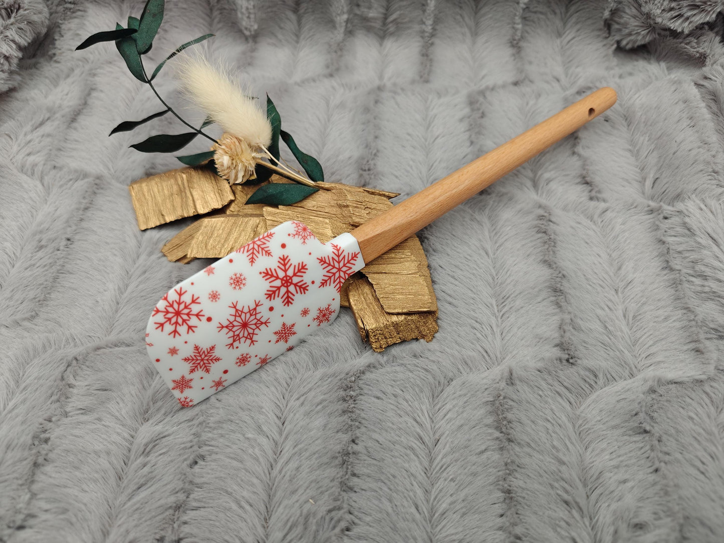 Silikonspatel Weihnachten Schneeflocke Teigschaber backen, kochen ca. 23 cm lang mit Wunschgravur personalisiert Geschenk