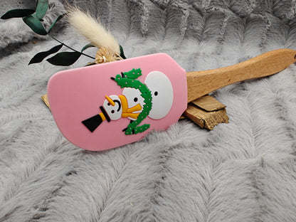 Silikonspatel personalisiert Weihnachten rosa Schnemann Teigschaber backen, kochen ca. 25 cm lang mit Wunschgravur personalisiert Geschenk