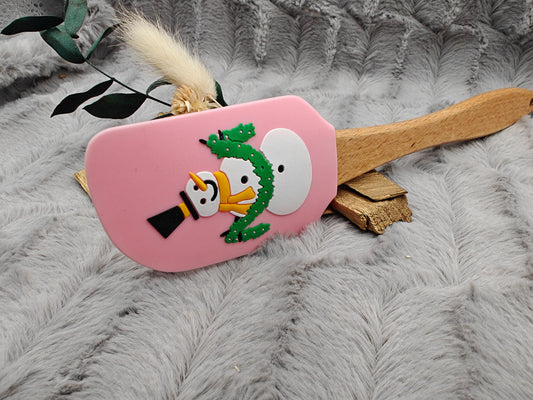Silikonspatel personalisiert Weihnachten rosa Schnemann Teigschaber backen, kochen ca. 25 cm lang mit Wunschgravur personalisiert Geschenk
