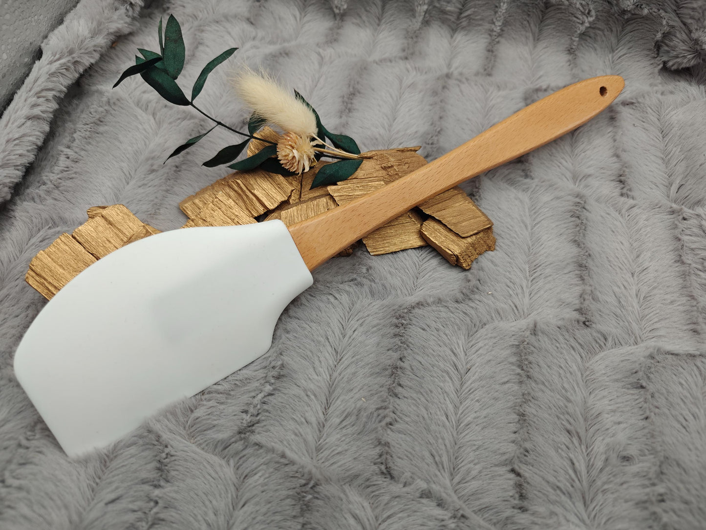 Silikonspatel XXXL personalisiert Schnemann Ski Weihnachten grün Teigschaber backen kochen ca. 32 cm lang mit Wunschgravur Küchenhelfer