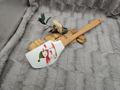 Silikonspatel XXXL personalisiert Schnemann Ski Weihnachten grün Teigschaber backen kochen ca. 32 cm lang mit Wunschgravur Küchenhelfer