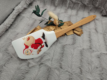 Silikonspatel XXXL personalisiert Weihnachtsmann Santa Claus Teigschaber backen kochen ca. 32 cm lang mit Wunschgravur Küchenhelfer
