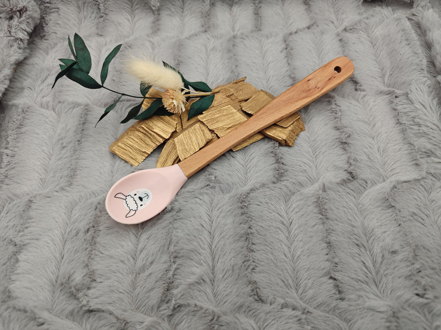 Teigschaber Silikonlöffel personalisiert rosa Schaf für Marmelade, backen, kochen, grillen uvm. ca. 21 cm Geschenk