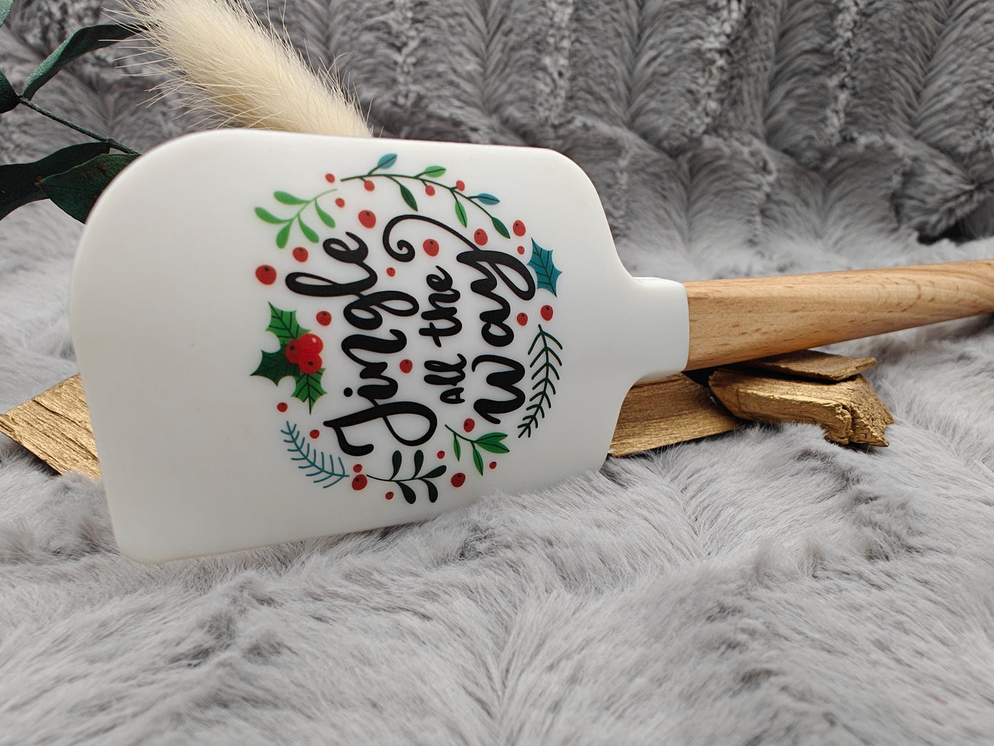Silikonspatel personalisiert Jingle all the way Weihnachten Teigschaber backen, kochen ca. 23 cm lang mit Wunschgravur Geschenk