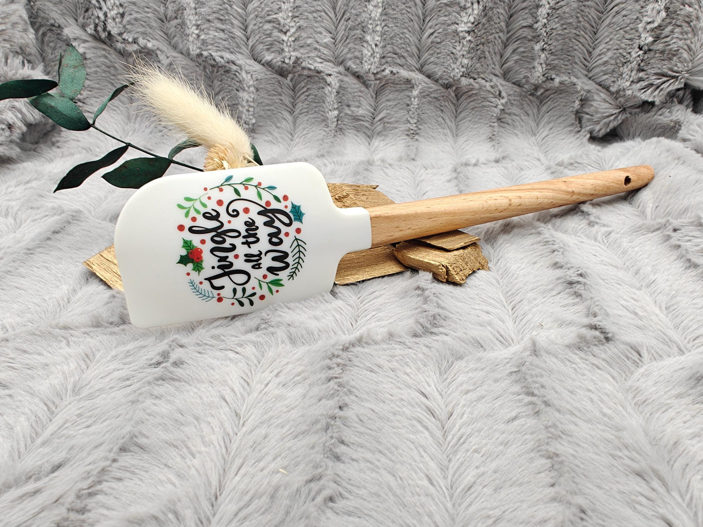 Silikonspatel personalisiert Jingle all the way Weihnachten Teigschaber backen, kochen ca. 23 cm lang mit Wunschgravur Geschenk