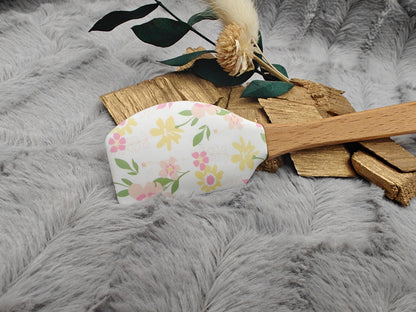 Teigschaber Silikonspatel personalisiert Blumenmuster floral  mit Motiv backen, kochen, grillen ca. 18 cm lang Geschenk