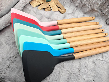 Pfannenwender personalisiert Silikon ca. 32 cm lang 8 Farben zur Auswahl mit Wunschgravur Geschenk Küchenhelfer