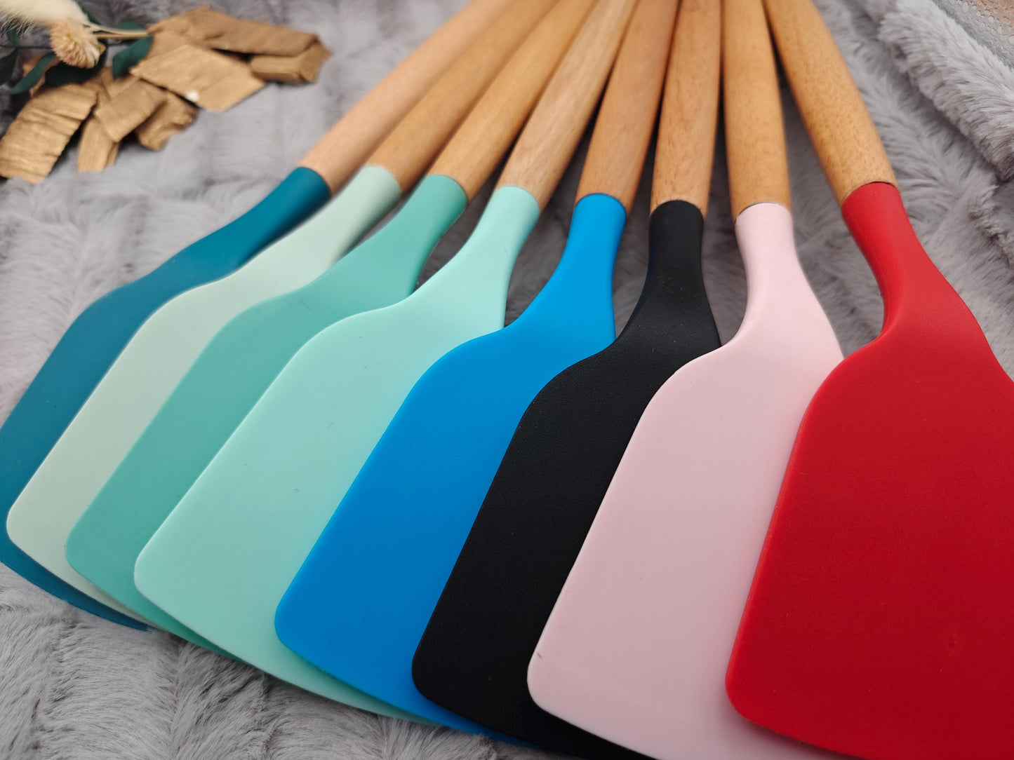 Pfannenwender personalisiert Silikon ca. 32 cm lang 8 Farben zur Auswahl mit Wunschgravur Geschenk Küchenhelfer