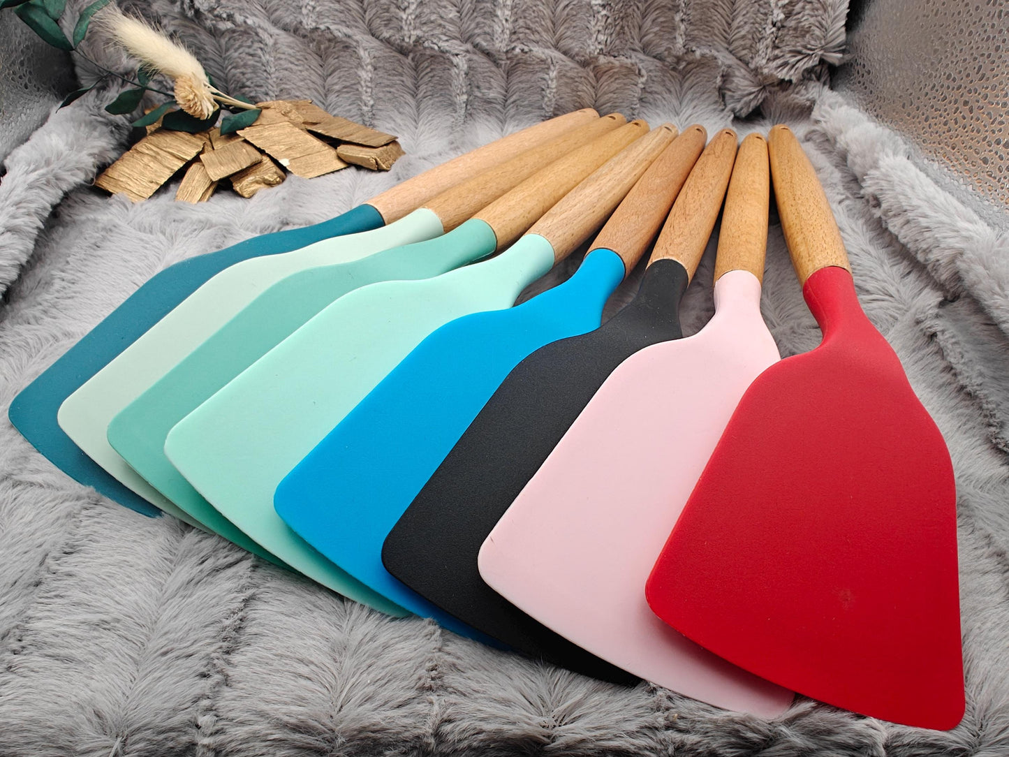 Pfannenwender personalisiert Silikon ca. 32 cm lang 8 Farben zur Auswahl mit Wunschgravur Geschenk Küchenhelfer