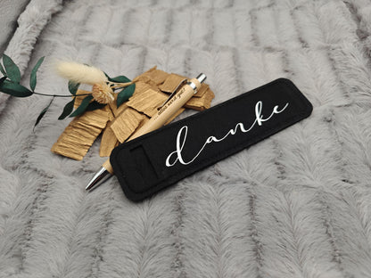 Kugelschreiber personalisiert aus Bambus mit Gravur und Filzetui mit Danke schwarz Kuli Stift Holz Gastgeschenk Geschenk Gift